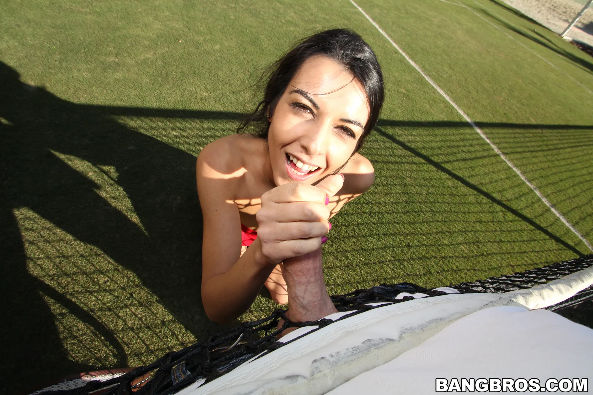 Bangbros 'Courtyard Tug Job' starring Lou Charmelle (Photo 15)