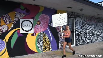 Marsha May in 'Protestor Exercises Her Right To Take Cock!'